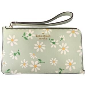 Kate Spade Green Day Tripper Daisy Medium Wristlet Purse EUC